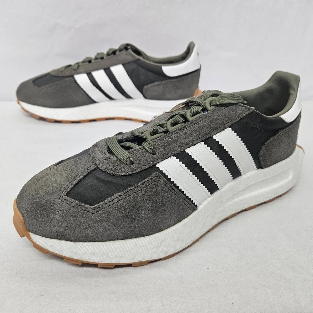 Adidas Retropy‎ E5 Casual Sneakers H03854 Olive White Gray Boost Mens Size 9.5